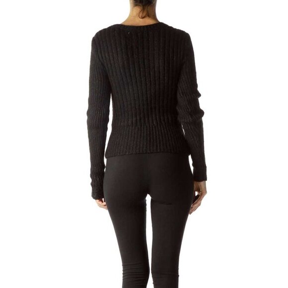 RACHEL Rachel Roy Black Gold Cozy Sequined Sweater - Picture 2 of 3